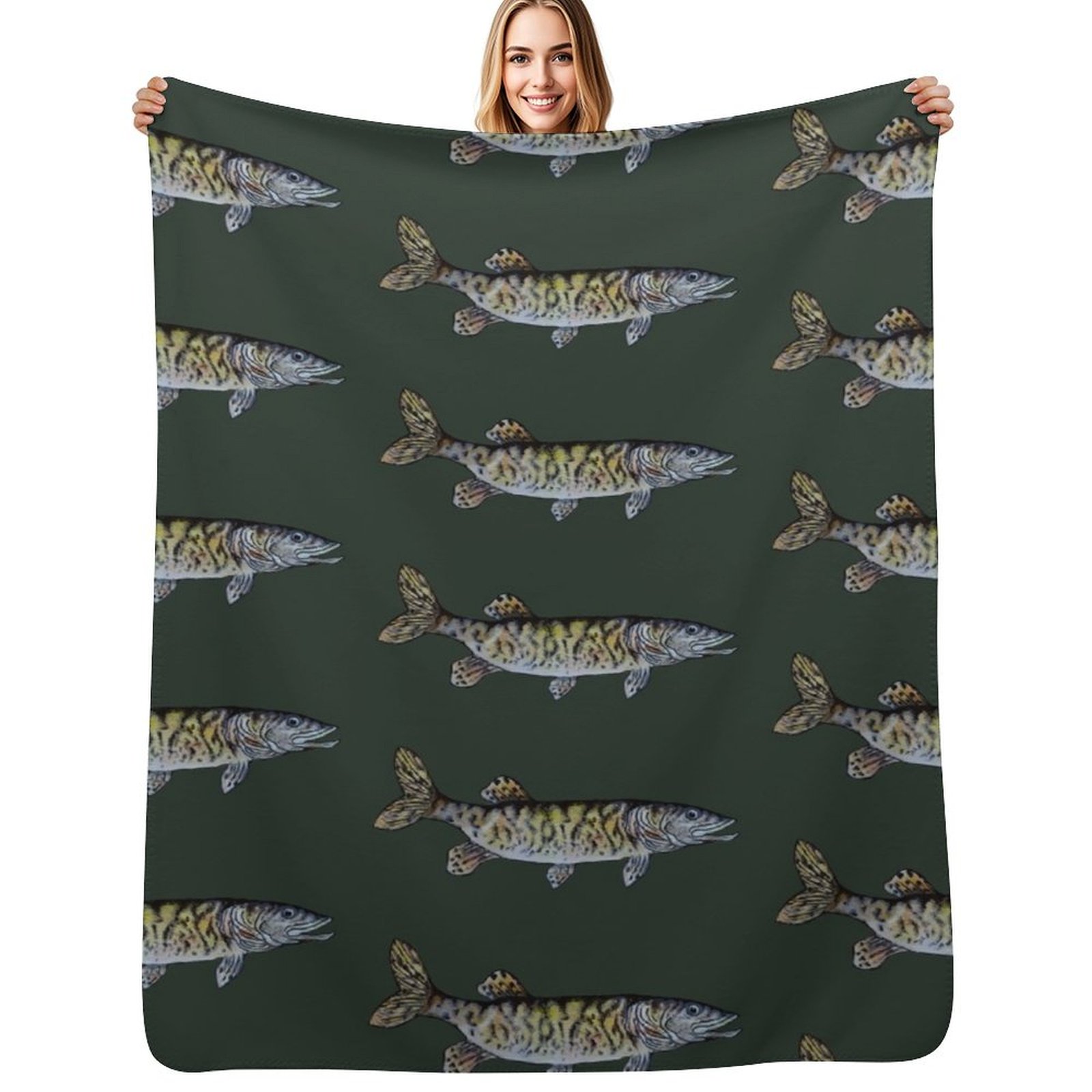 Anime Cosplay Drawing - Selimut Lempar Motif Ikan Musky Hijau