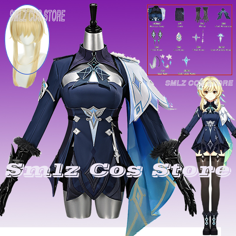 Anime Cosplay Dress For Women - Kostum Cosplay Traveler Lumine Genshin Impact