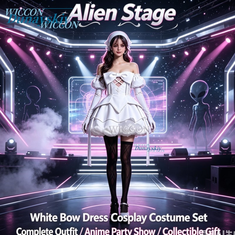 Anime Zombie Cosplay - Set Kostum Cosplay Gaun Pita Putih