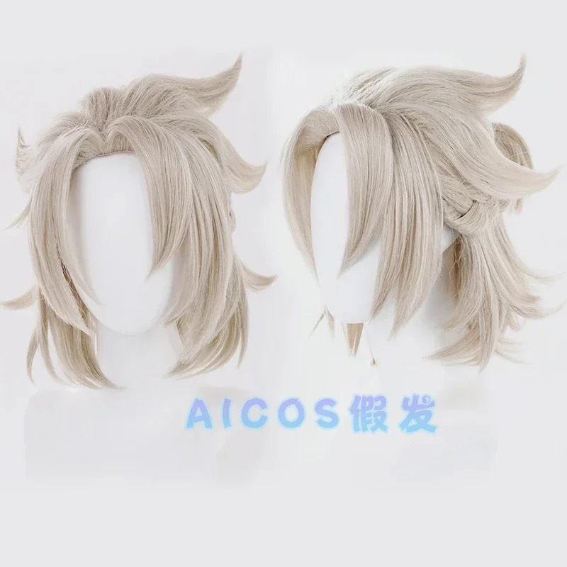 Anime Cosplay Albedo - Wig Linen Pendek 35Cm Cosplay Genshin