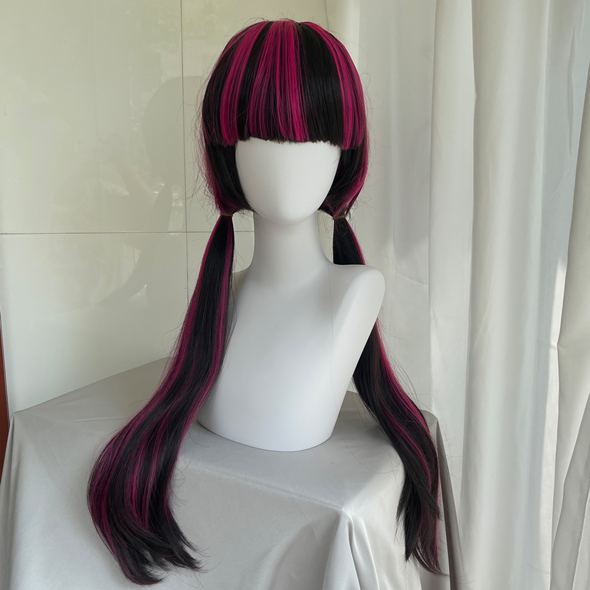 Cosplay Anime Black Hair - Wig Cosplay Draculaura Kualitas Tinggi, Rambut