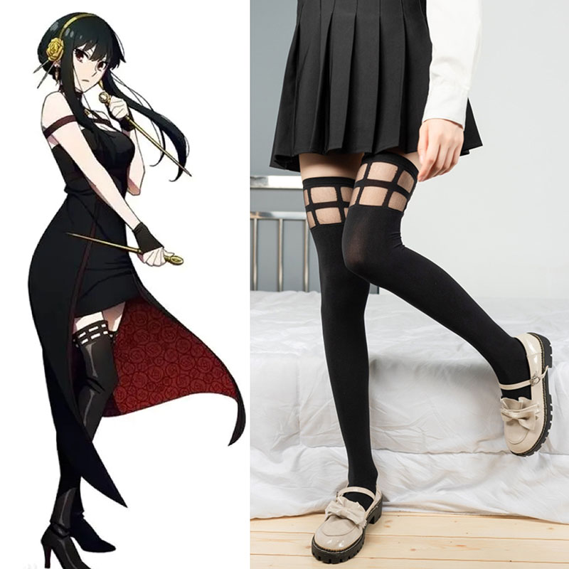 Anime Cosplay Yor Forger - Stoking Atas Lutut Cosplay Anime Spy