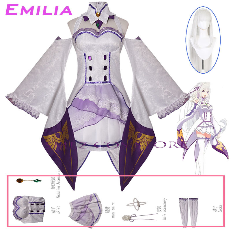 Kostum Cosplay Emilia Anime Re - Anime Cosplay Dress For Women ulasan dan harga