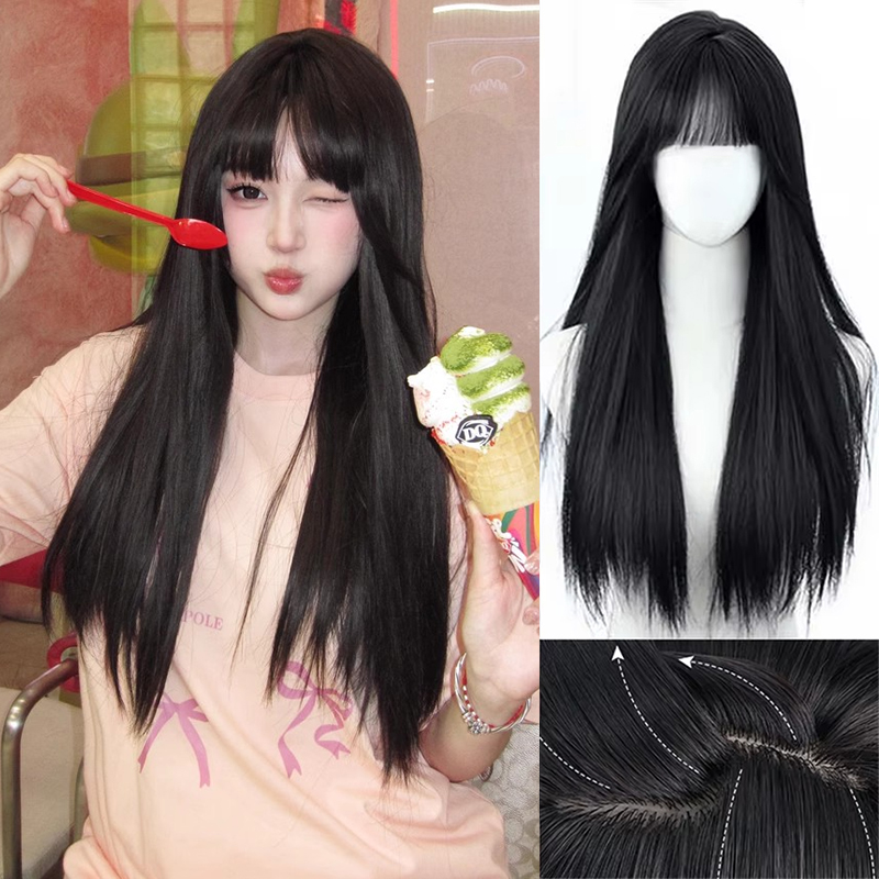 Wig Rambut Lurus Panjang Hitam - Cosplay Korean Anime ulasan dan harga