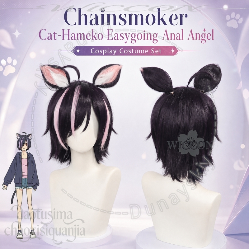 Kostum Cosplay Kucing Perokok  - Cosplay Anime Black Hair ulasan dan harga
