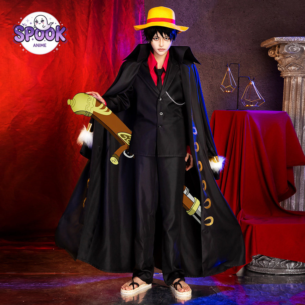 Jubah Setelan Hitam Emas Luffy - Anime Cosplay Luffy ulasan dan harga