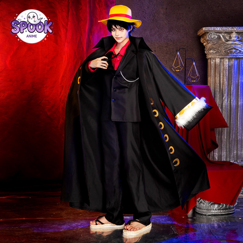 Jubah Setelan Hitam Emas Luffy - Anime Cosplay Luffy ulasan dan harga