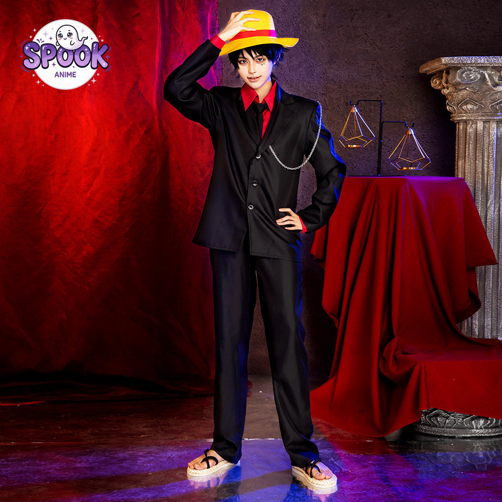 Jubah Setelan Hitam Emas Luffy - Anime Cosplay Luffy ulasan dan harga
