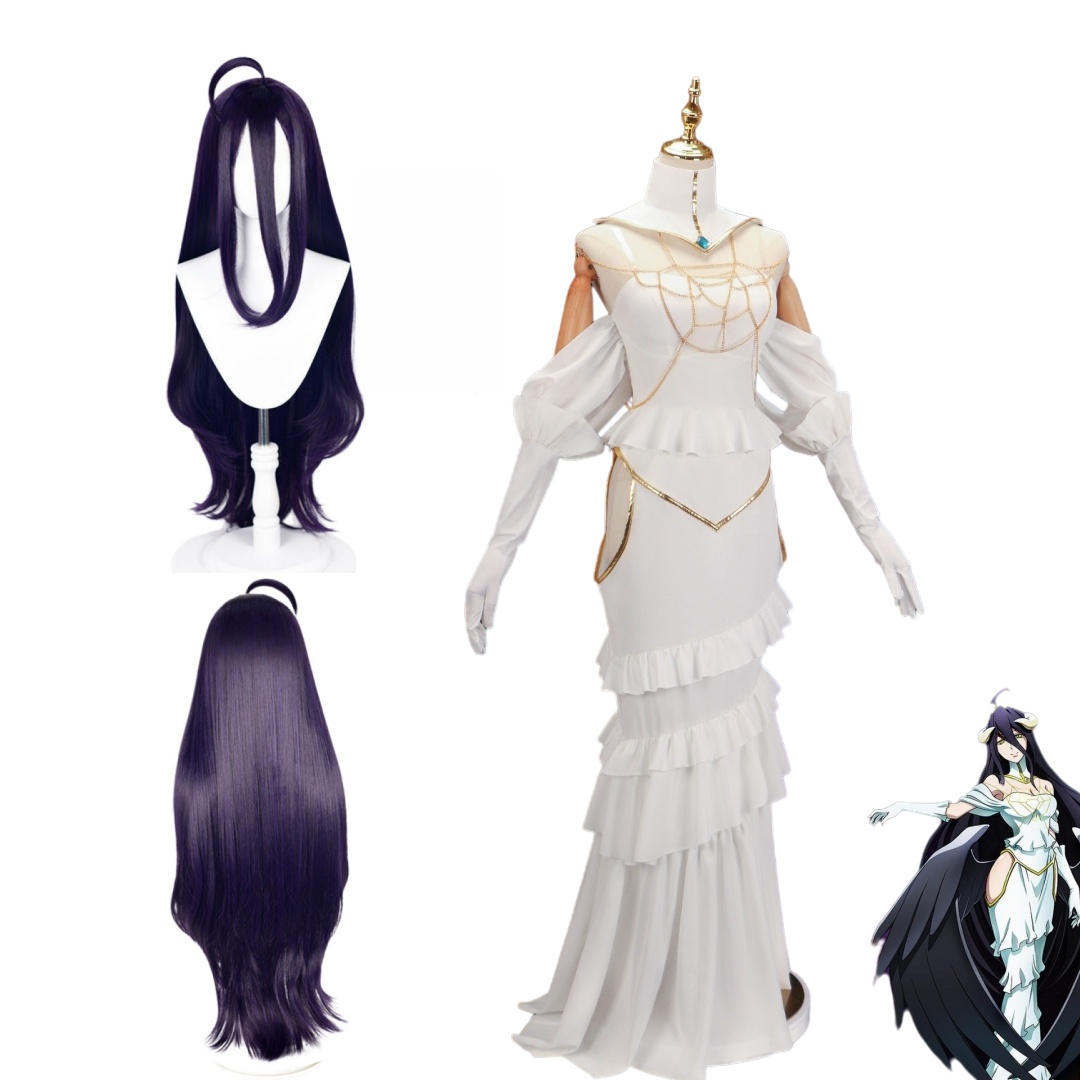 Set Wig Kostum Cosplay Overlor - Anime Cosplay Albedo ulasan dan harga